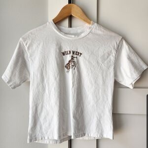 Women's Organic Generation White T-shirt With Wild West Embroidery - Size XS